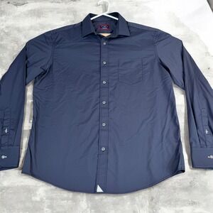 UNTUCKit Gironde Button Down Shirt Mens Large Black Nylon Elastane Wrinkle Free